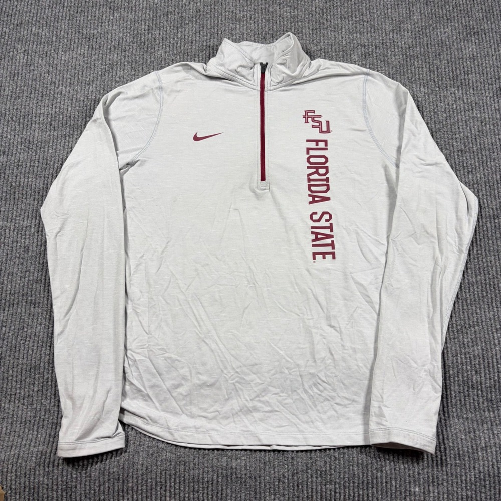 Nike Pullover Mens XL Florida State FSU Dri-Fit 1/4 Zip Pullover Grey 915192-106